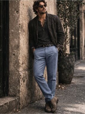 NWT: John Varvatos Blue Hemp Blend Lightweight Pants Size 56